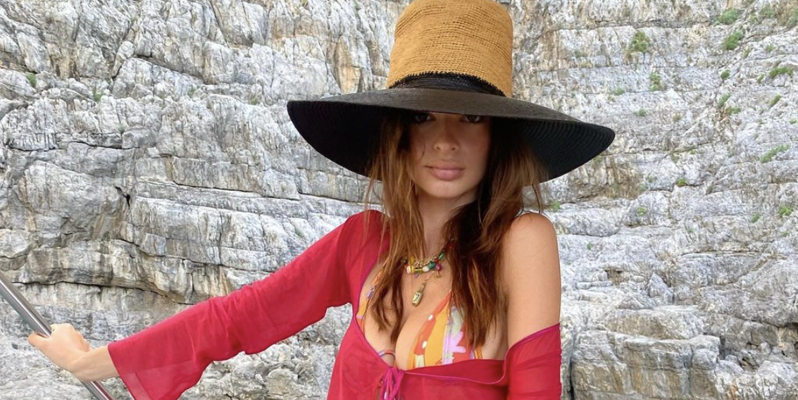 Emily Ratajkowski Toured the Almalfi Coast in a Vibrant Thong Bikini and Cropped Cardigan