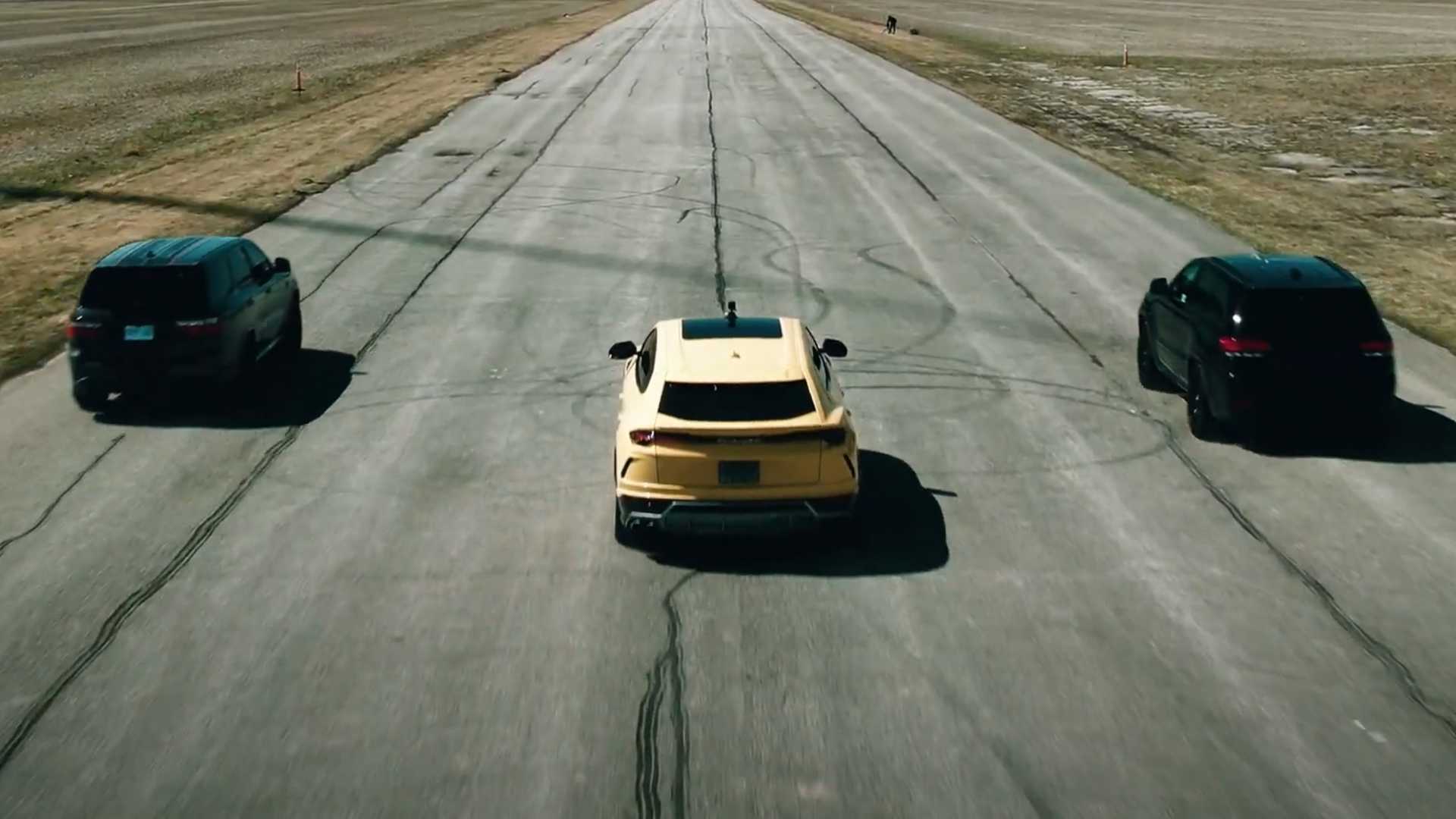 Durango Hellcat Drag Races Jeep Trackhawk, Urus In Potent SUV Showdown